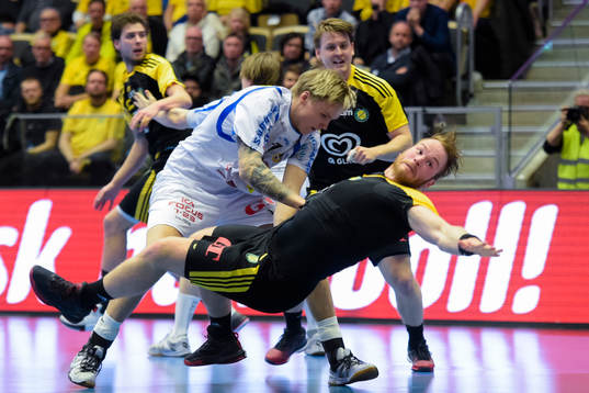 Redbergslids Henrik Weglin och Sävehofs Atli Ingolfsson